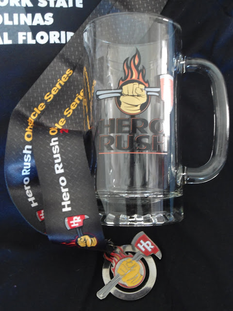 image of a beer stein with the 2012 Hero Rush Obstacle Course Race and the 2012 Hero Rush Obstacle Course Race finishers medal 