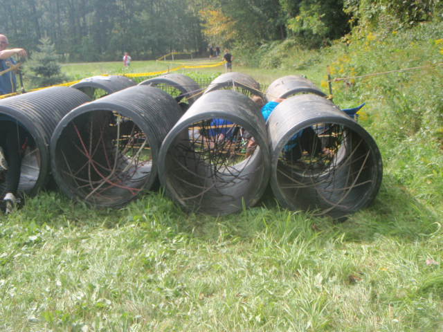 View of tunnels full of ropes and strings, an obstacle at the 2012 Hero Rush Obstacle Course Race