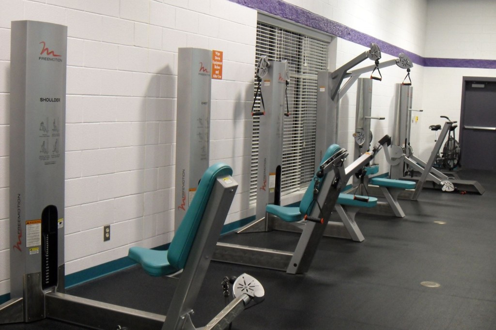 image of weighted exercise equipment in a commercial gym
