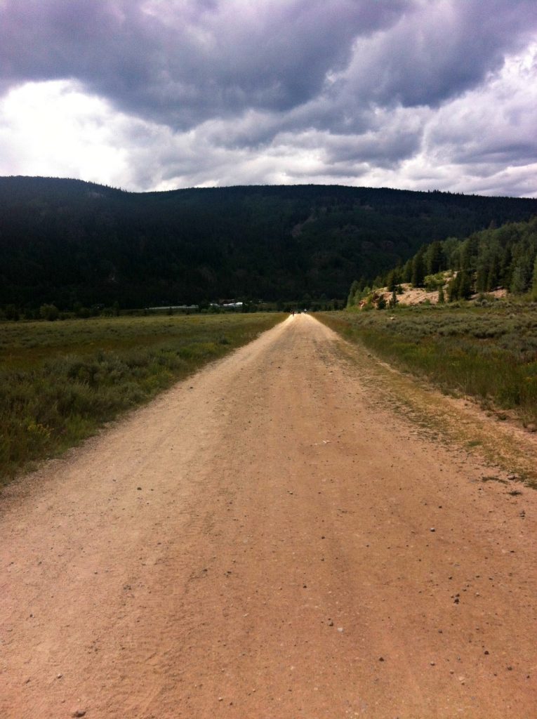 long dirt road into camp hale