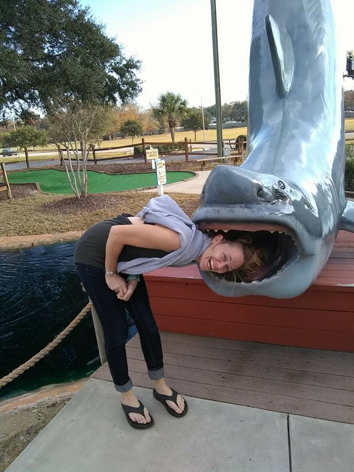 Heather in a shark
