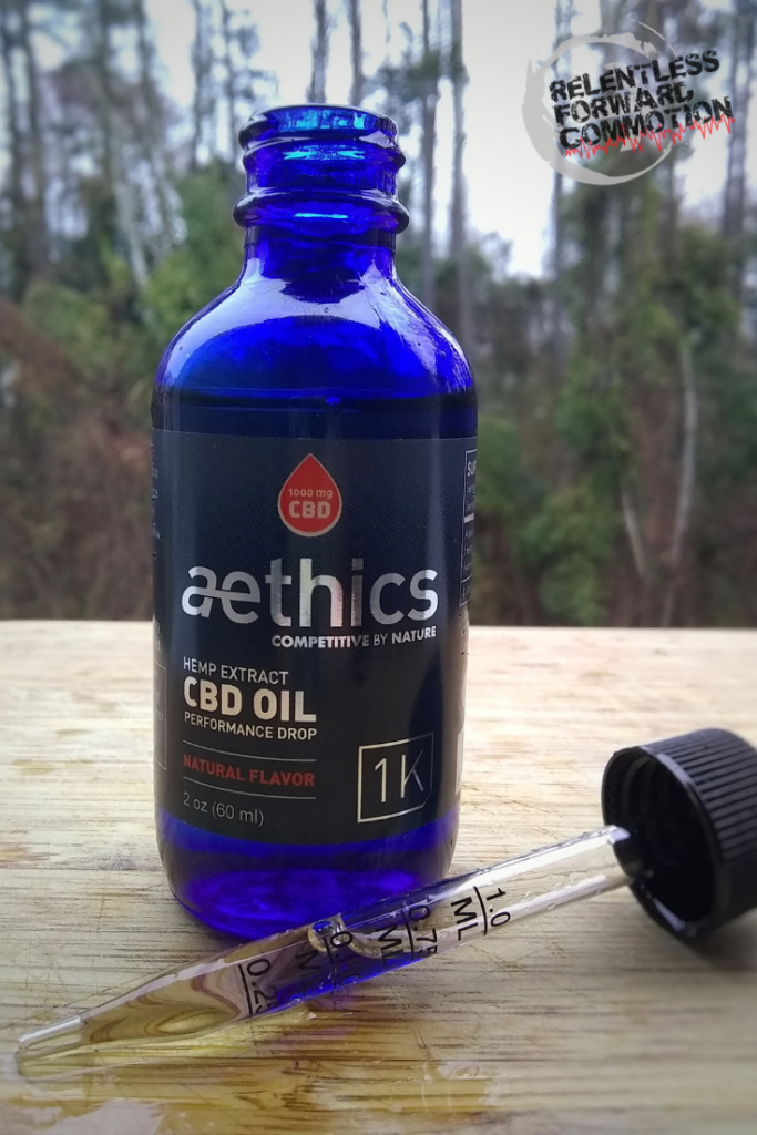 A glass boggle of CBD oil geared towards runners and other endurance athletes