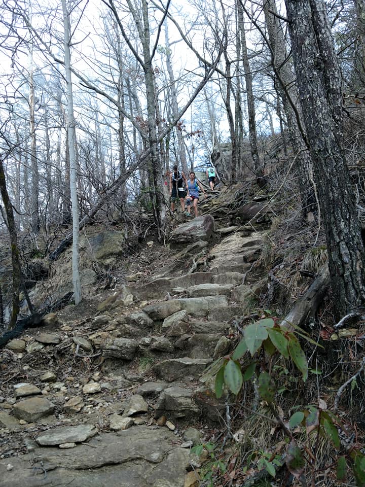 Photo showing incredibly steep, rocky trail during a 50K held at Table Rock South Carolina. 12+ Factors to Consider When Choosing Your First Ultramarathon 