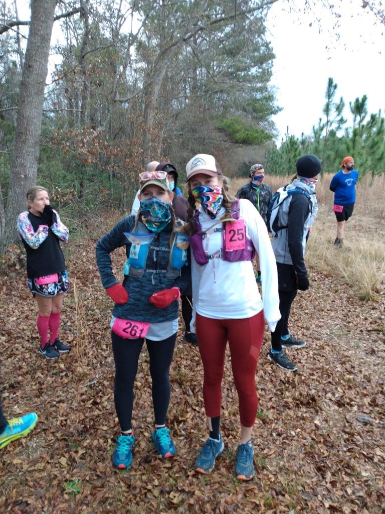 Dinah and Heather Hart at the start of the 2021 Hallucination 6 12 24 hour trail 