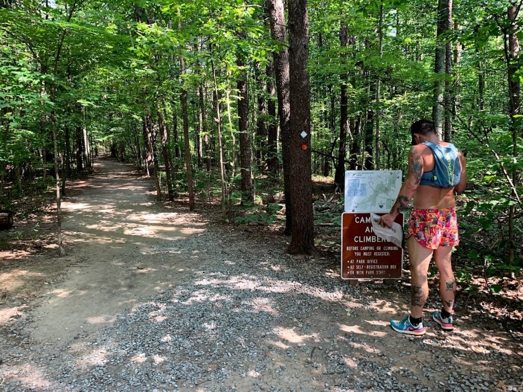 Trail head at Crowders Mountain State Park