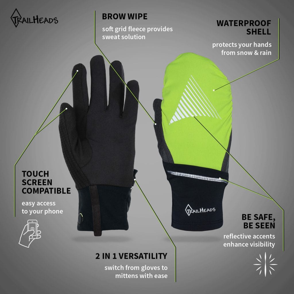 TrailHeads Convertible Running Gloves diagram 