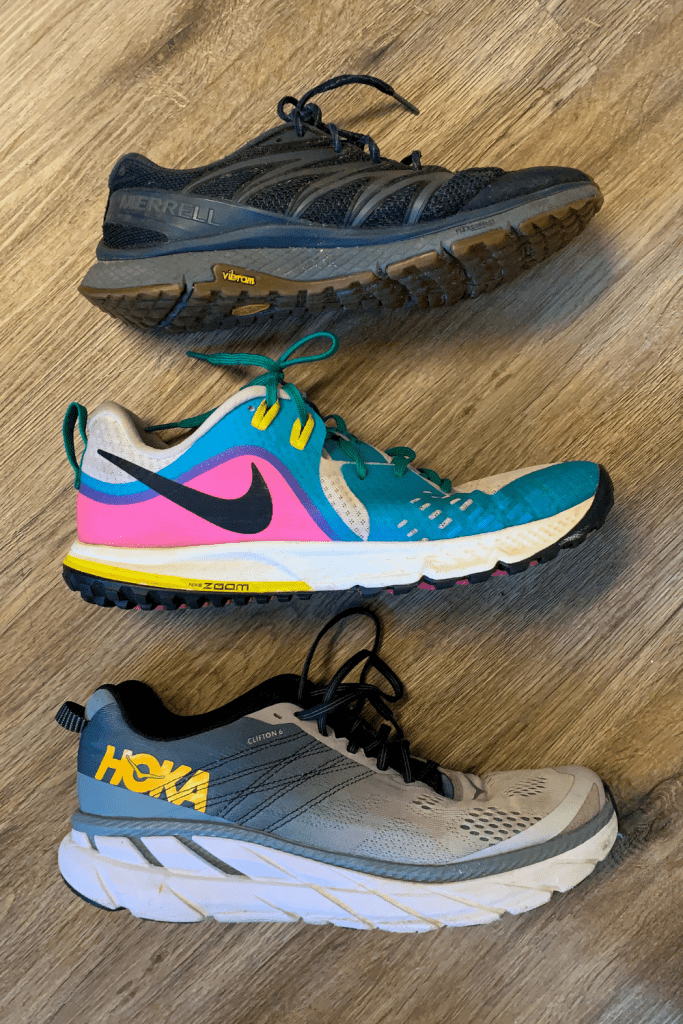 Comparison of three different trail running shoes cushion thickeness