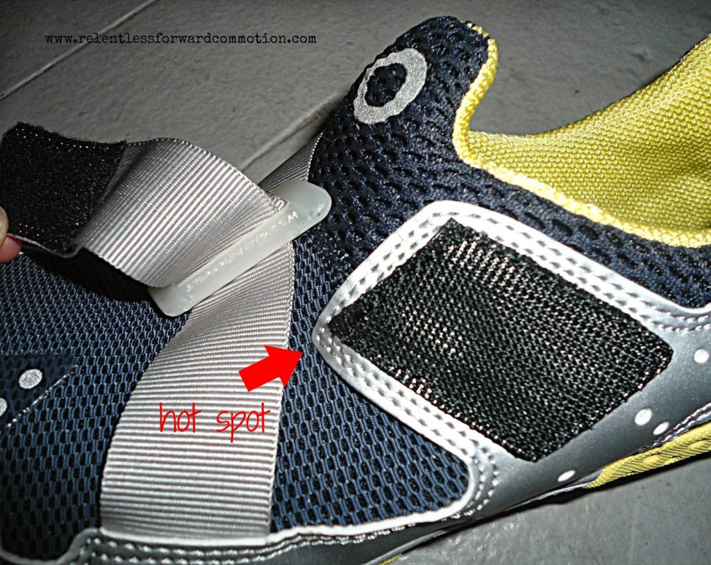 Detailed closeup of the strap system on the SKORA Running BASE model shoe