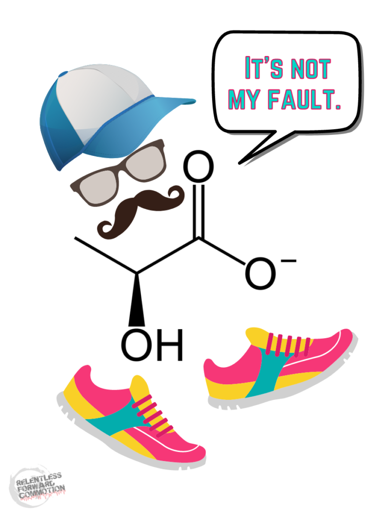 image of a cartoon running lactate molecule 