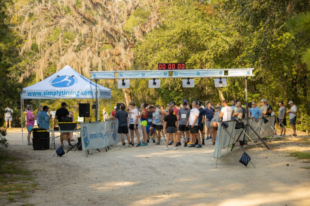 Starting line of the 5K running event during the 2022 KFB Lynches River Adventure Race