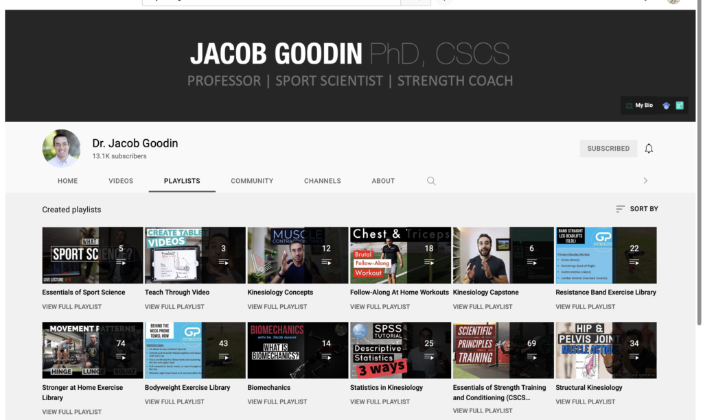 Dr. Jacob Goodin Youtube Playlists CSCS study guide