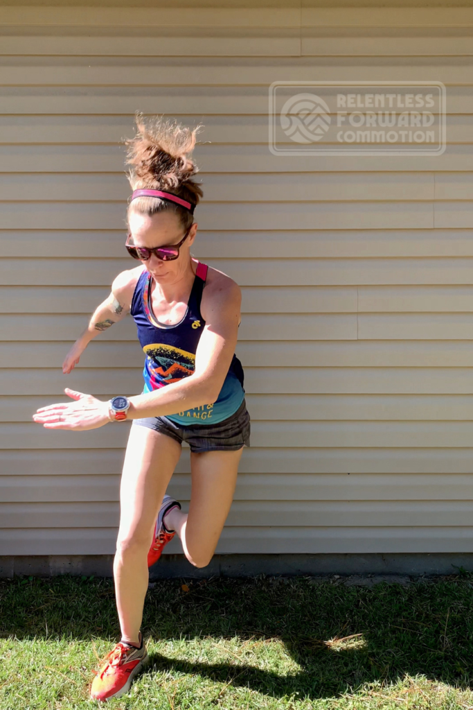 Heather Hart performing skater jumps a plyometrics exercise for runners