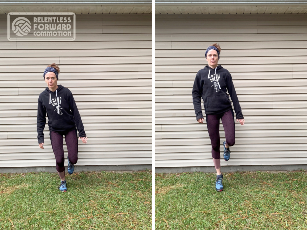 Heather Hart performs a single leg ankle hop. Plyometrics for runners