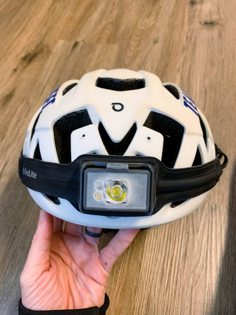 BioLite HeadLamp 800 Pro on a bicycle helmet