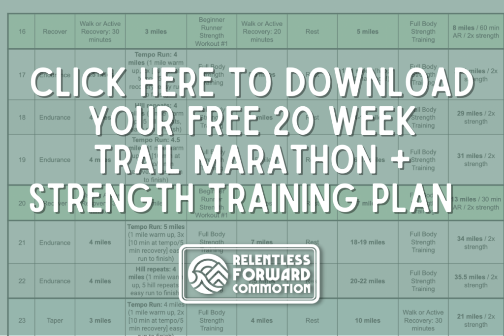 20 Week Trail Marathon Training Plan-Relentless Forward Commotion