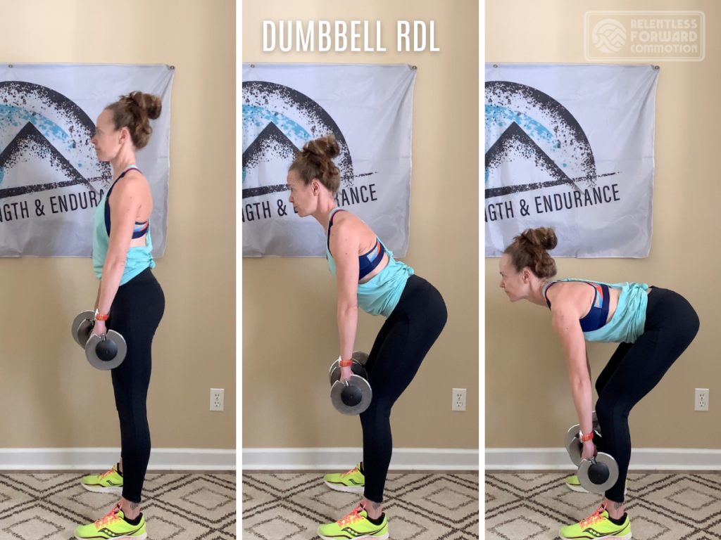 3 part phot demonstrating p cases of a Dumbbell RDL