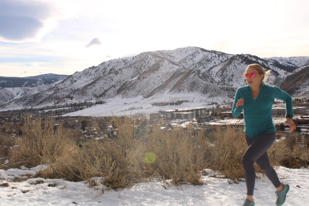 Winter trail running in Golden, Co.  Photo of Hannah Campbell, provided by Lexi Miller.